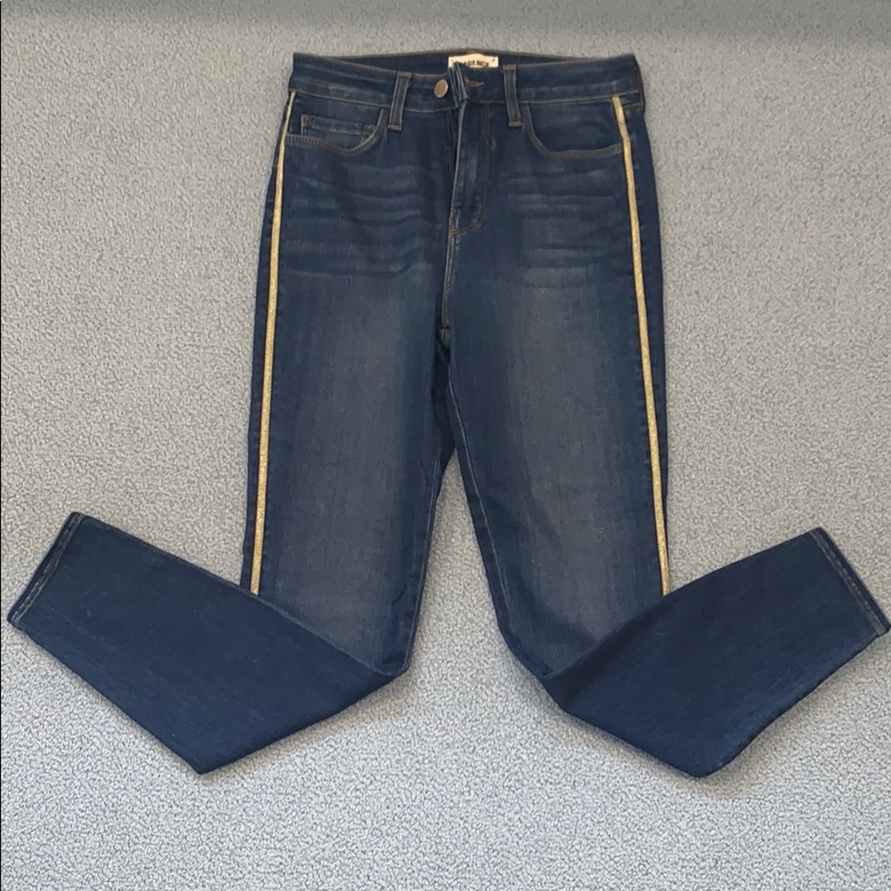 L’AGENCE Ankle Jeans with a Gold Accent Stripe